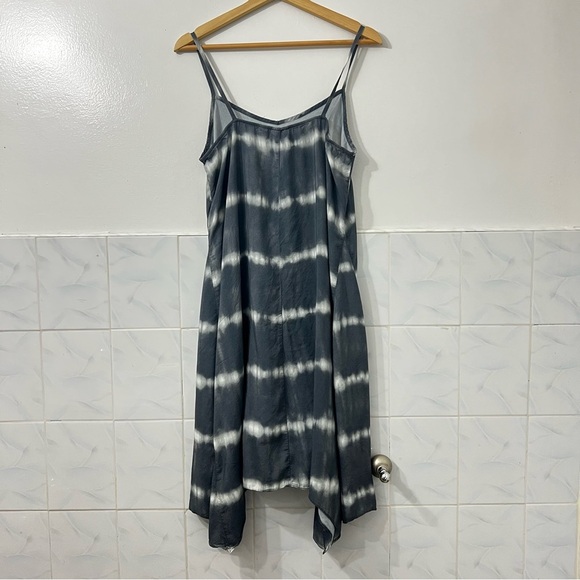 Logo Lori Goldstein 12 Gray Tie Dye Asymmetric Hem Knee Length Boho Dress - Picture 5 of 9